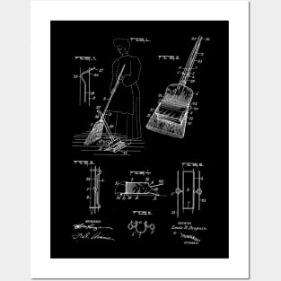 broom dust pan Vintage Patent Drawing Posters and Art